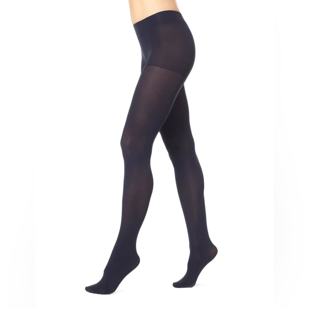 HUE U20285 SUPER OPAQUE CONTROL TOP TIGHTS 90 DENIER NAVY SIZE 1 SMALL NWT